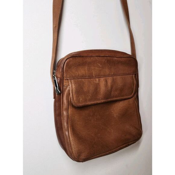 Vintage Y2K Wilson's Leather Cross Body Messenger Bag Brown Satchel Purse - Picture 15 of 15